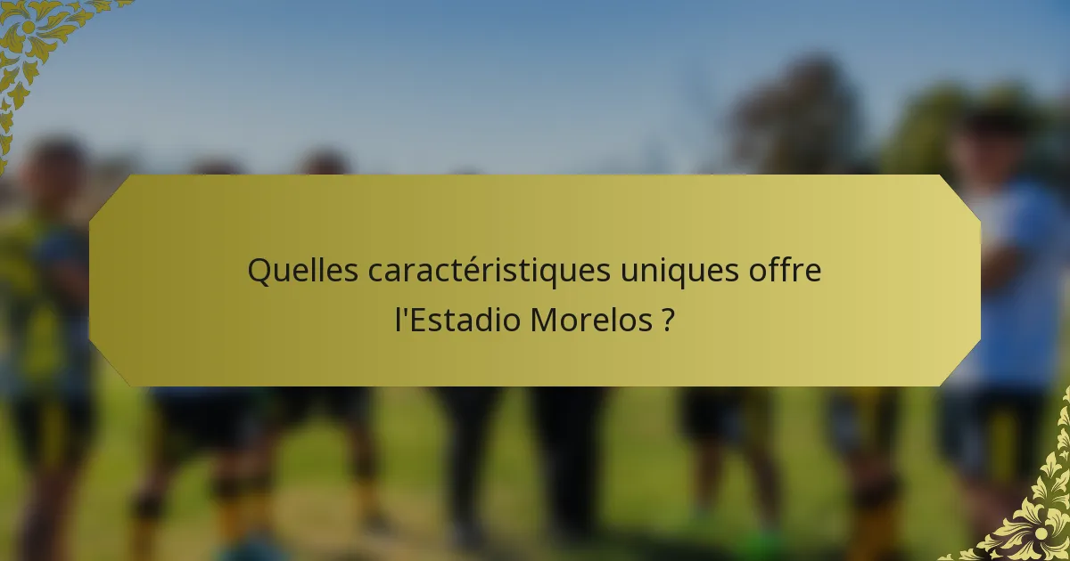 Quelles caractéristiques uniques offre l'Estadio Morelos ?