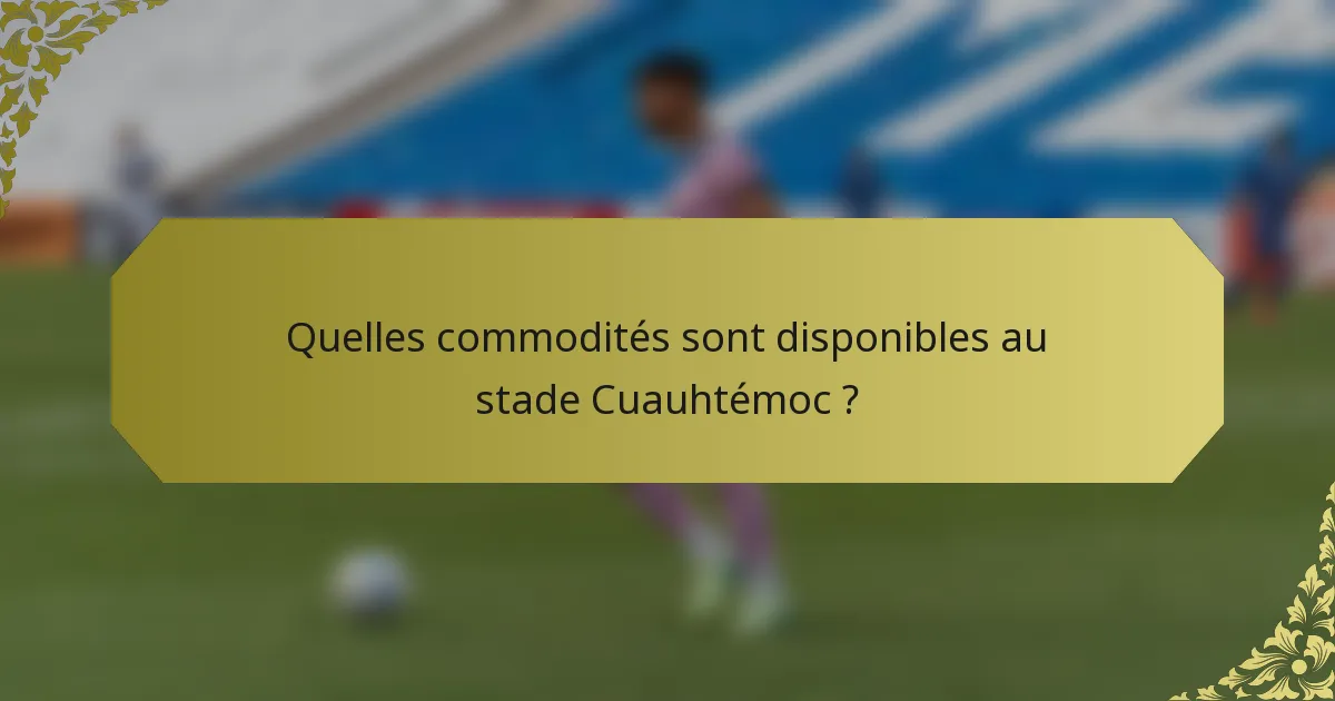 Quelles commodités sont disponibles au stade Cuauhtémoc ?