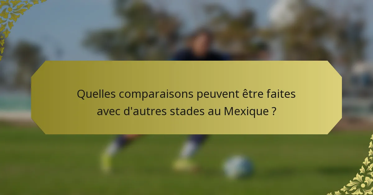 Quelles comparaisons peuvent être faites avec d'autres stades au Mexique ?