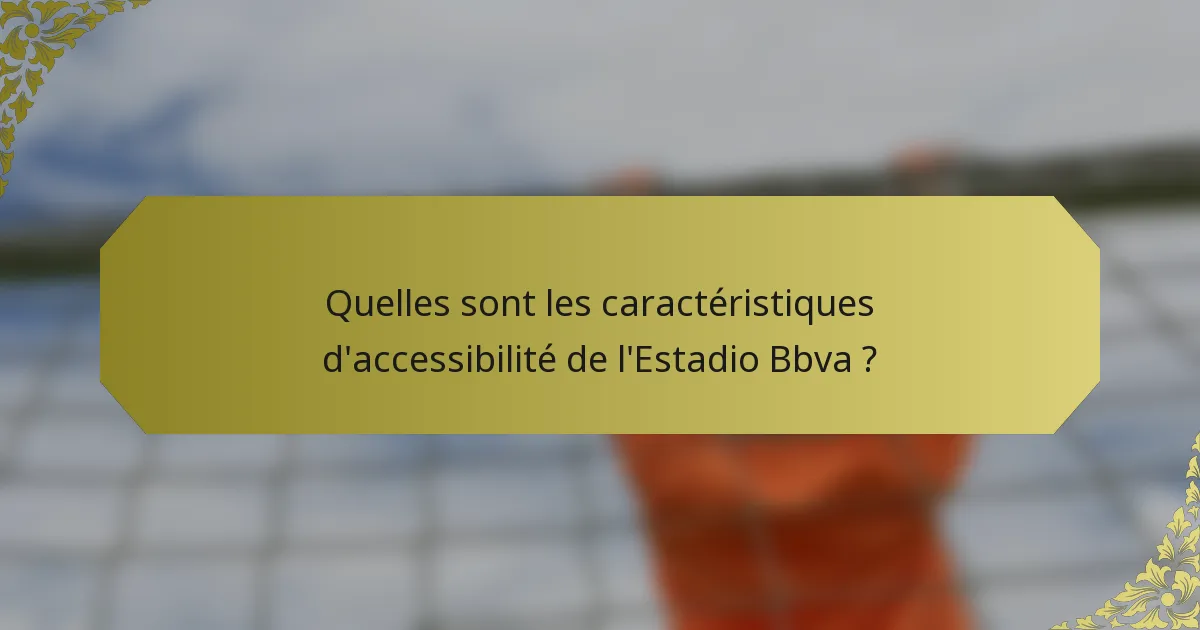 Quelles sont les caractéristiques d'accessibilité de l'Estadio Bbva ?
