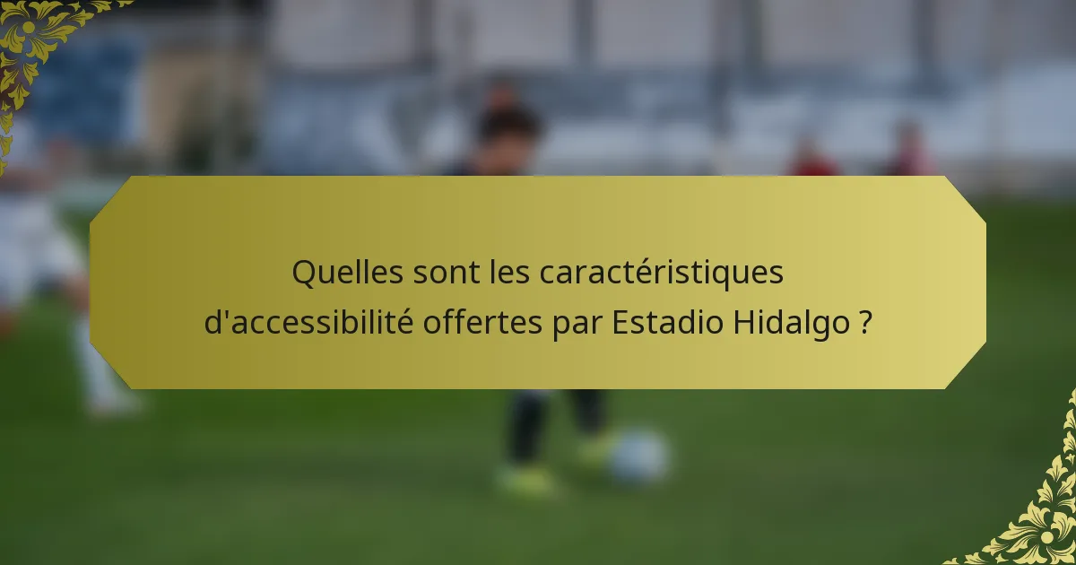 Quelles sont les caractéristiques d'accessibilité offertes par Estadio Hidalgo ?